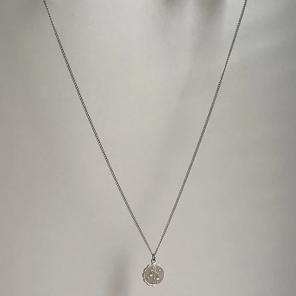 Libra Zodiac dainty pendant charm necklace New vintage STER silver - Picture 5 of 15